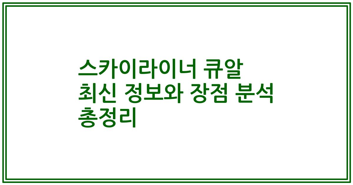 스카이라이너 큐알 최신 정보와 장점 분석 총정리