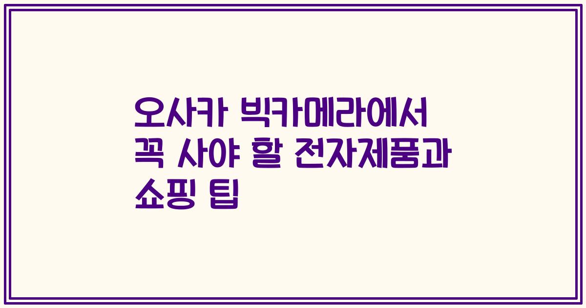 오사카 빅카메라에서 꼭 사야 할 전자제품과 쇼핑 팁