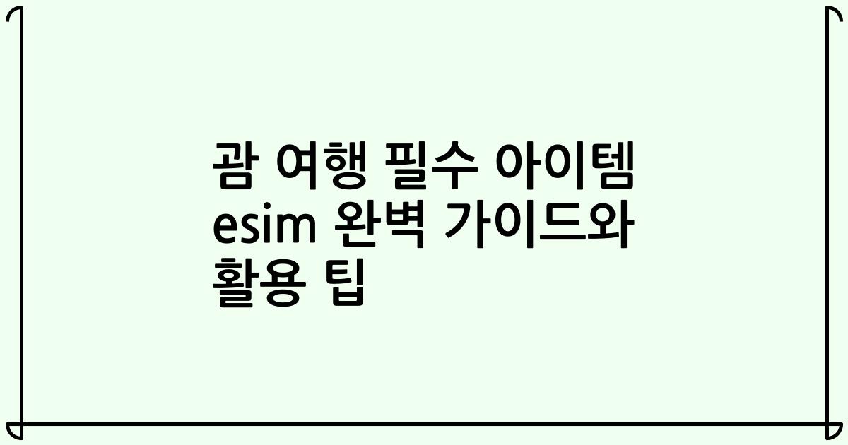 괌 여행 필수 아이템 esim 완벽 가이드와 활용 팁