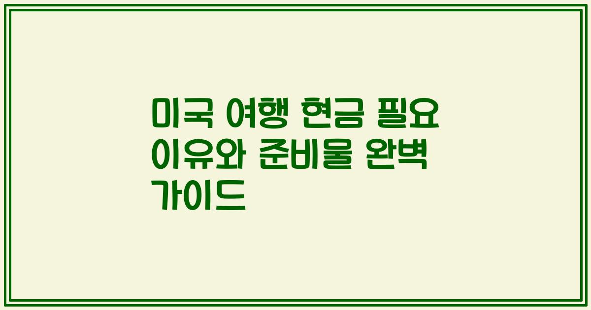 미국 여행 현금 필요 이유와 준비물 완벽 가이드