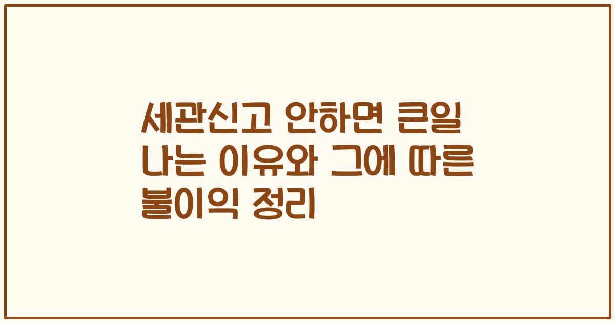 세관신고 안하면 큰일 나는 이유와 그에 따른 불이익 정리
