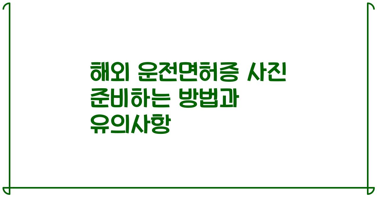 해외 운전면허증 사진 준비하는 방법과 유의사항
