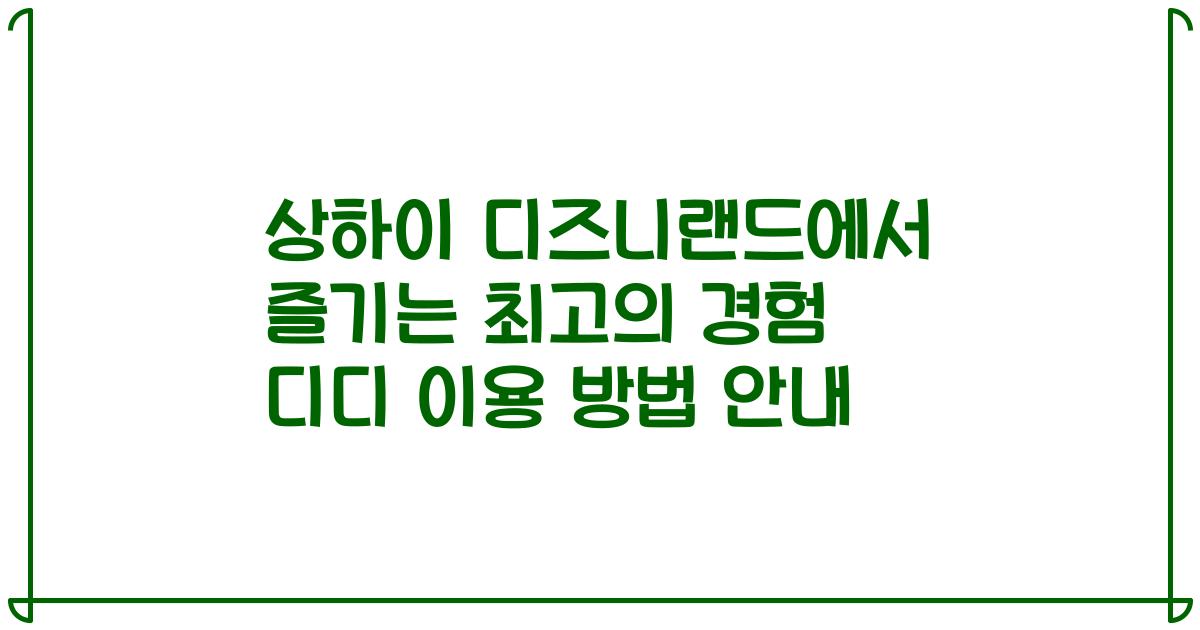 상하이 디즈니랜드에서 즐기는 최고의 경험 디디 이용 방법 안내