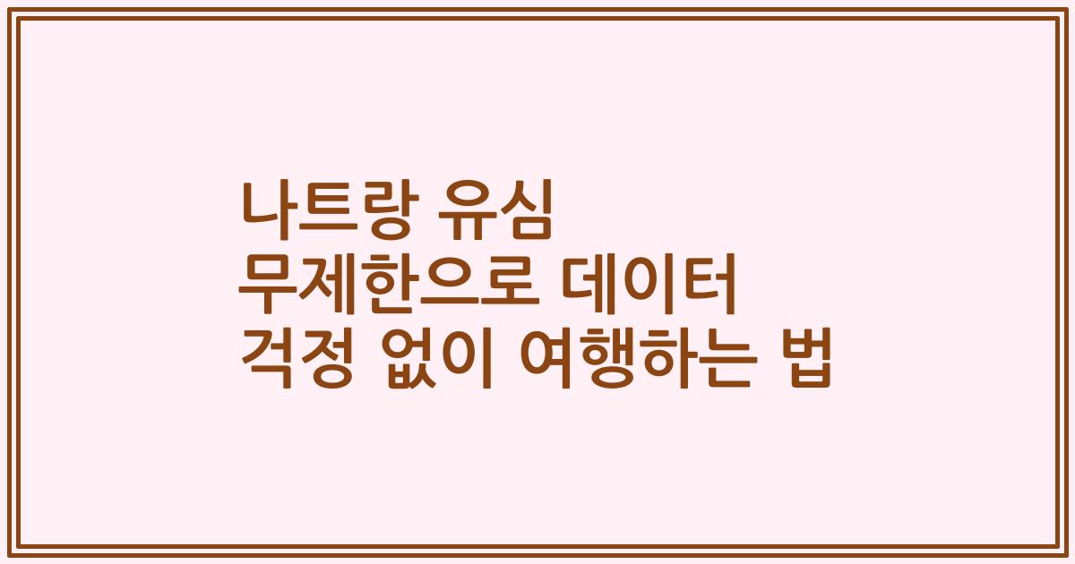 나트랑 유심 무제한으로 데이터 걱정 없이 여행하는 법